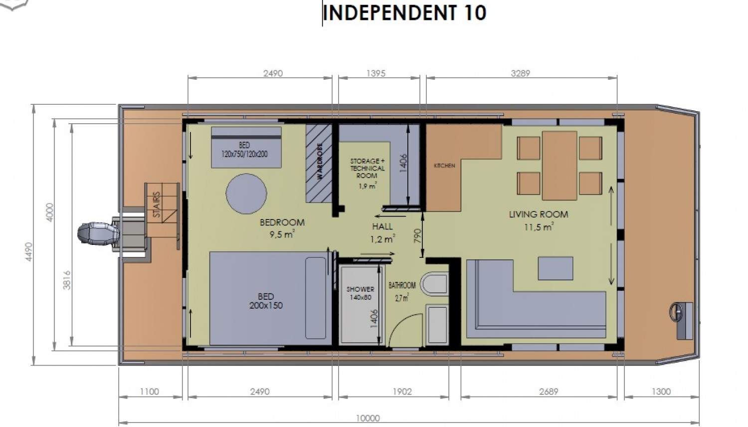 slider 8 House Boat Independant 10x4,5m